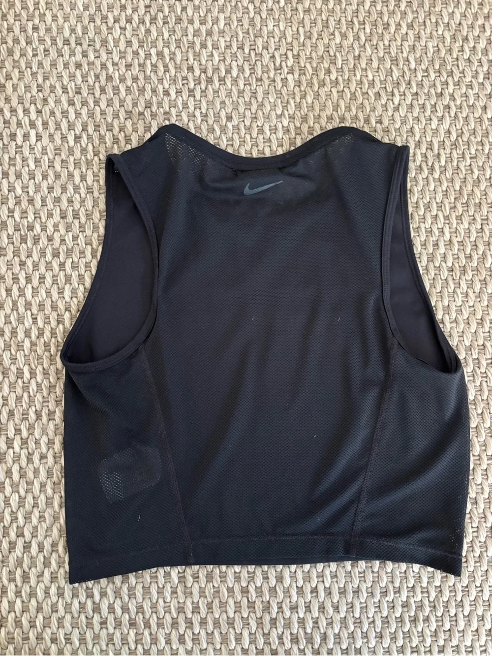 Nike Pro Black Cropped Tank with Pink-to-Blue Gradient Logo